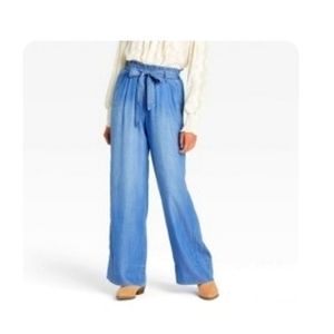 Women's high-rise wide leg pants- Knox Rose Blue- size L